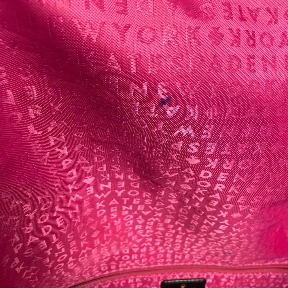 Kate Spade Black Leather large tote/  Shoulder Bag pink interior